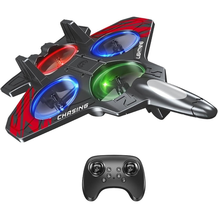 Avion teleghidat cu telecomandă 2.4GHz – Dronă RC pentru copii și începători